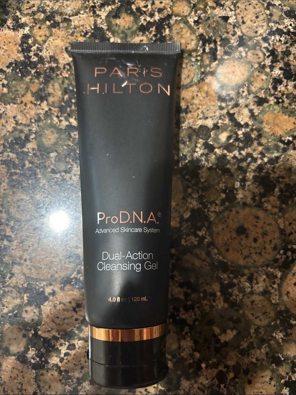 Paris Hilton Dual-Action Cleansing Gel — Black with Rose Gold Accents